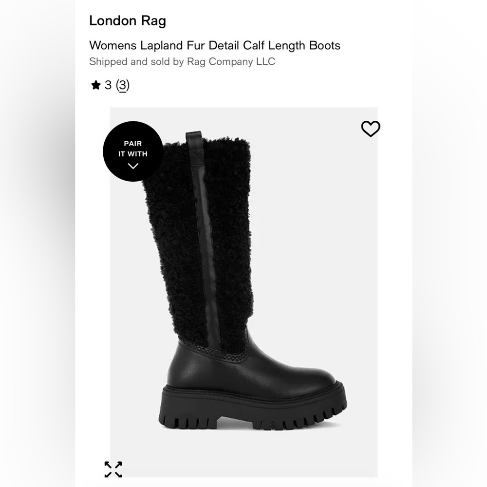Women's Black Over-the-Knee Faux Fur Platform Boots size 8 NWT